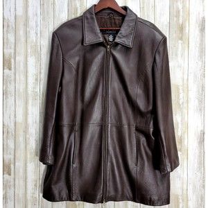 Leather Elements Mens 100% Leather Jacket Brown Sz 1x